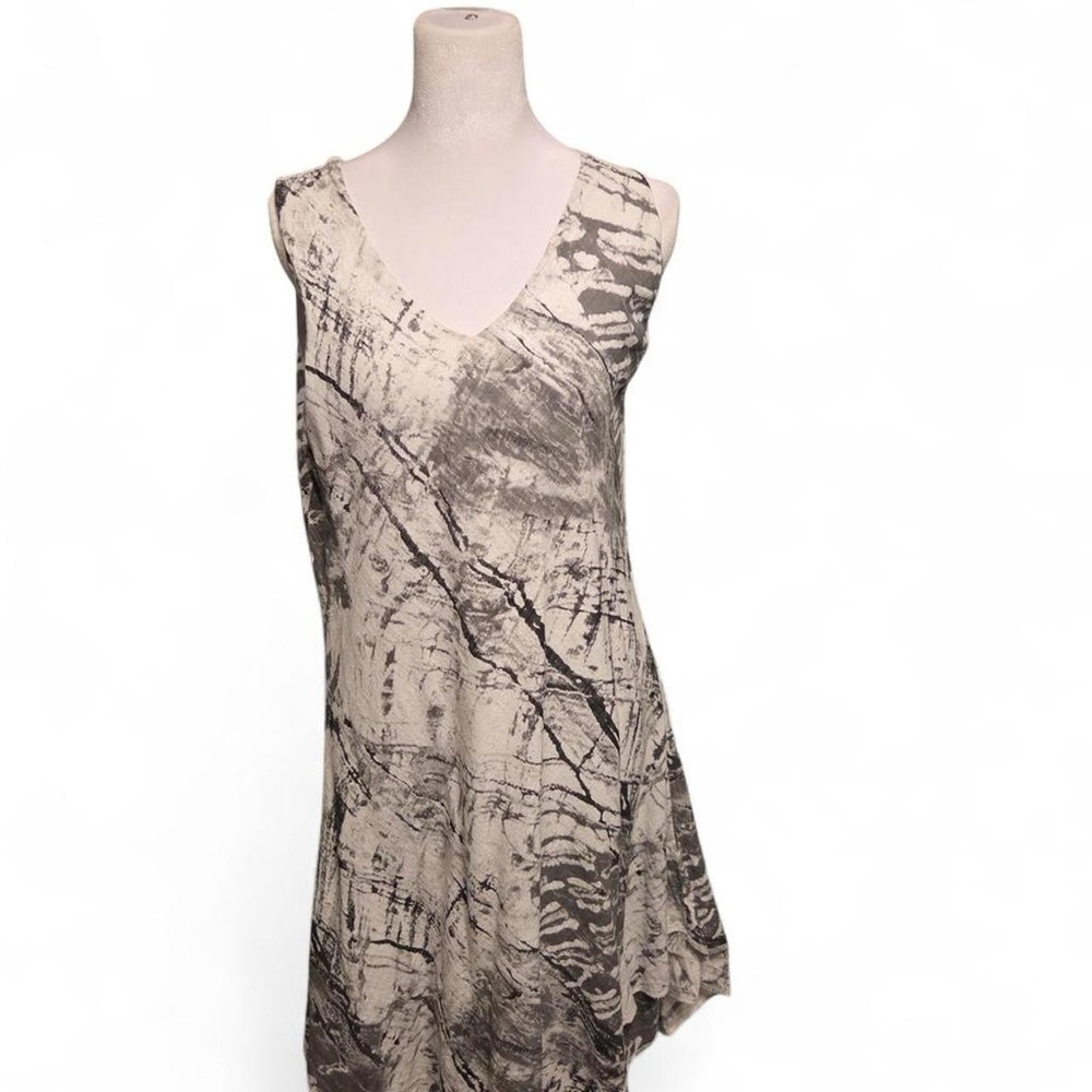 Elegant Asymmetrical Beige and Gray Dress